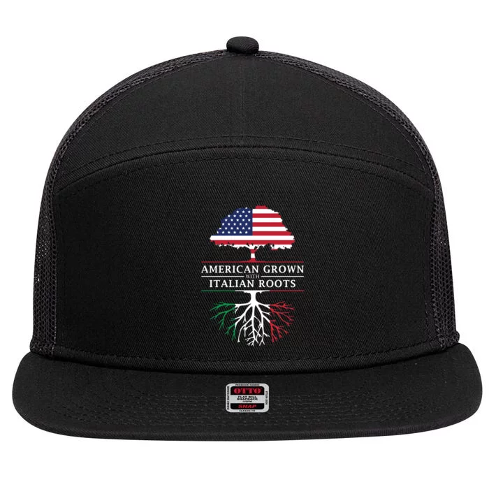 American Grown With Italian Roots Italy 7 Panel Mesh Trucker Snapback Hat