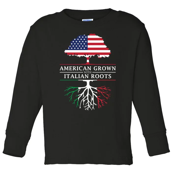 American Grown With Italian Roots Italy Toddler Long Sleeve Shirt