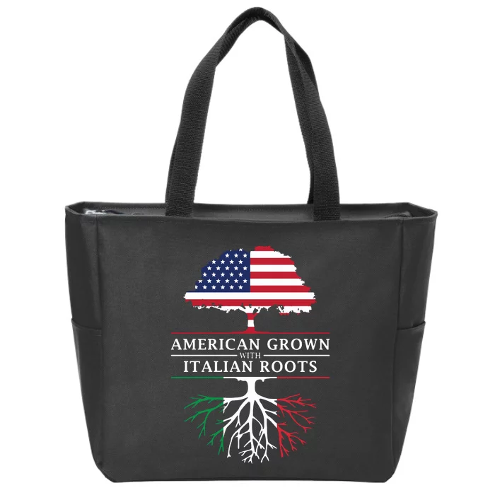 American Grown With Italian Roots Italy Zip Tote Bag