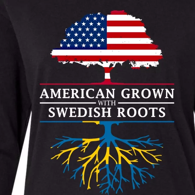 American Grown With Swedish Roots Gift Sweden Gift Womens Cotton Relaxed Long Sleeve T-Shirt