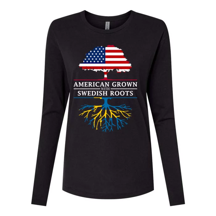 American Grown With Swedish Roots Gift Sweden Gift Womens Cotton Relaxed Long Sleeve T-Shirt