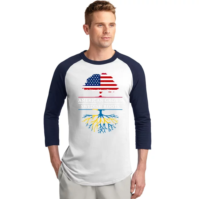 American Grown With Swedish Roots Gift Sweden Gift Baseball Sleeve Shirt