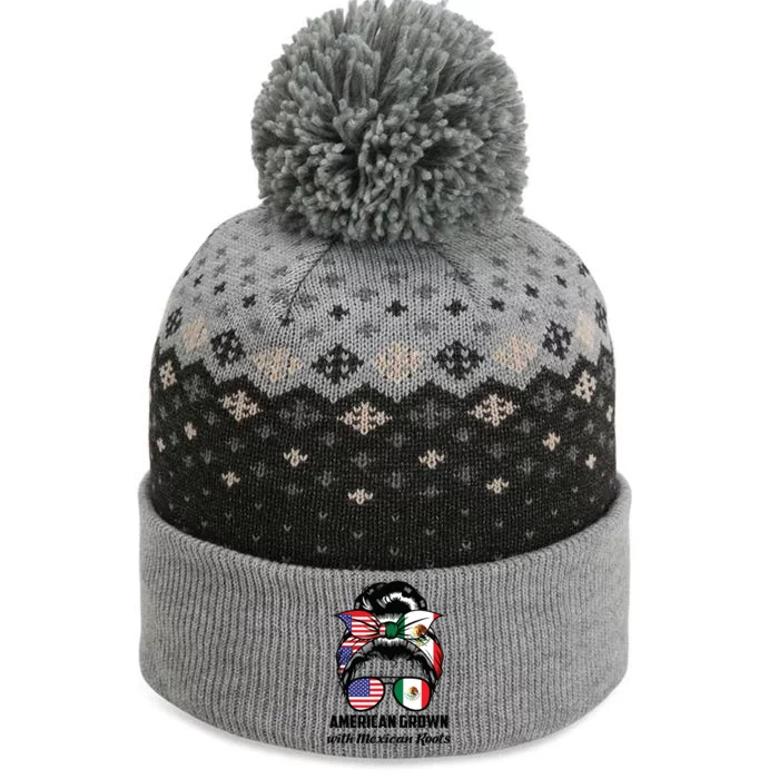 American Grown With Mexican Roots Mexican The Baniff Cuffed Pom Beanie