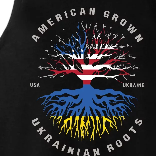 American Grown With Ukrainian Roots Usa Flag Ukraine Ladies Tri-Blend Wicking Tank