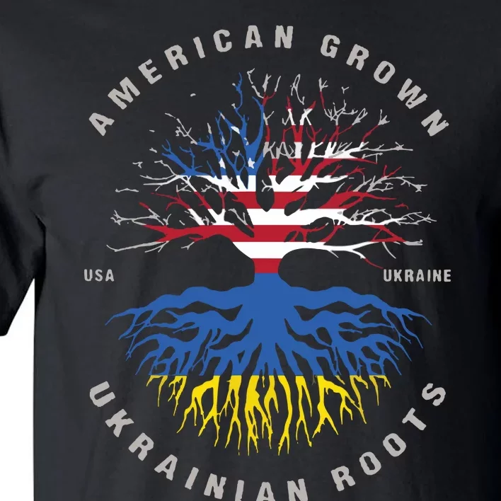 American Grown With Ukrainian Roots Usa Flag Ukraine Tall T-Shirt