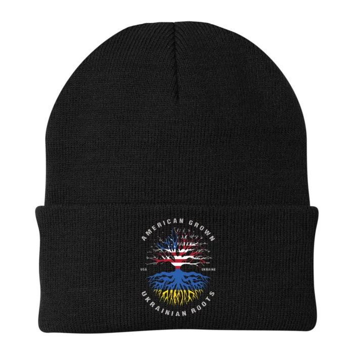 American Grown With Ukrainian Roots Usa Flag Ukraine Knit Cap Winter Beanie