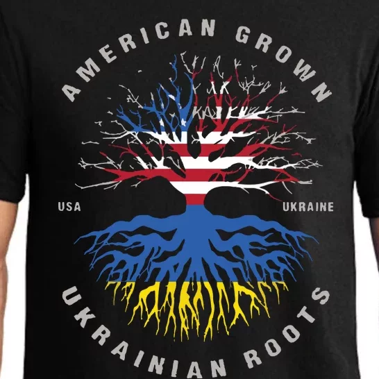 American Grown With Ukrainian Roots Usa Flag Ukraine Pajama Set