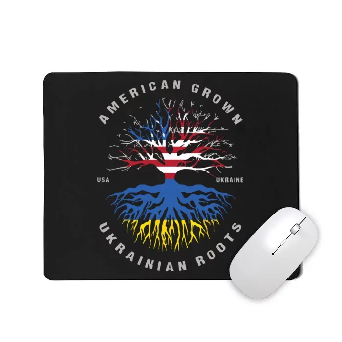 American Grown With Ukrainian Roots Usa Flag Ukraine Mousepad