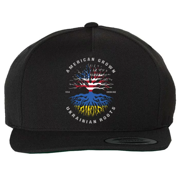 American Grown With Ukrainian Roots Usa Flag Ukraine Wool Snapback Cap