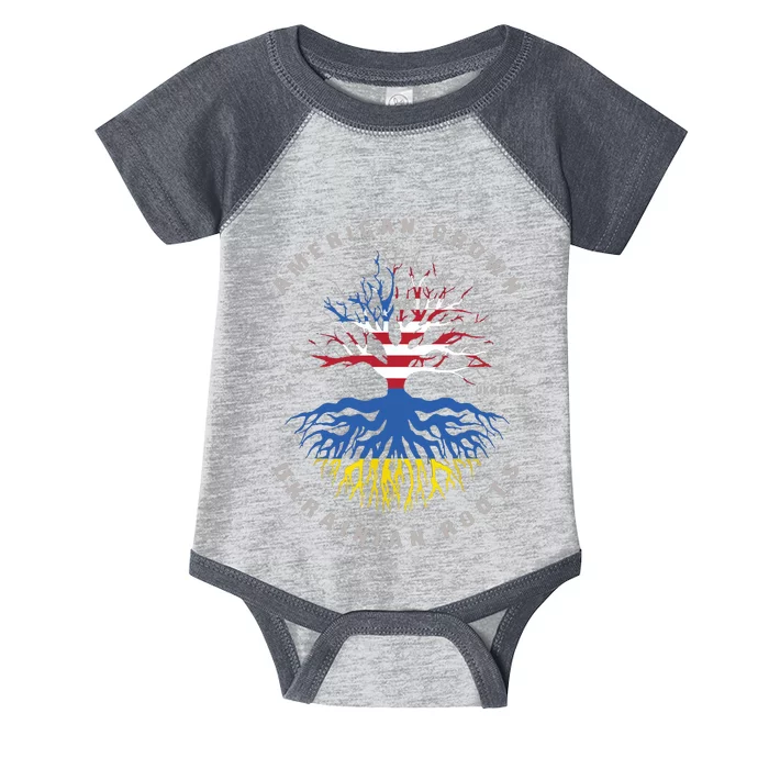 American Grown With Ukrainian Roots Usa Flag Ukraine Infant Baby Jersey Bodysuit