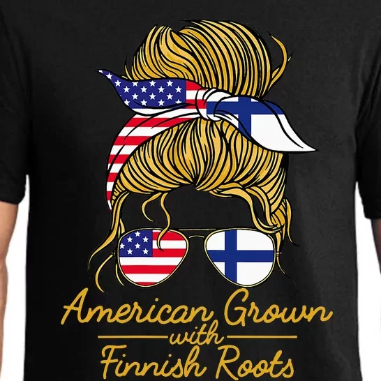 American Grown With Finnish Roots Finland And Usa Flag Pajama Set