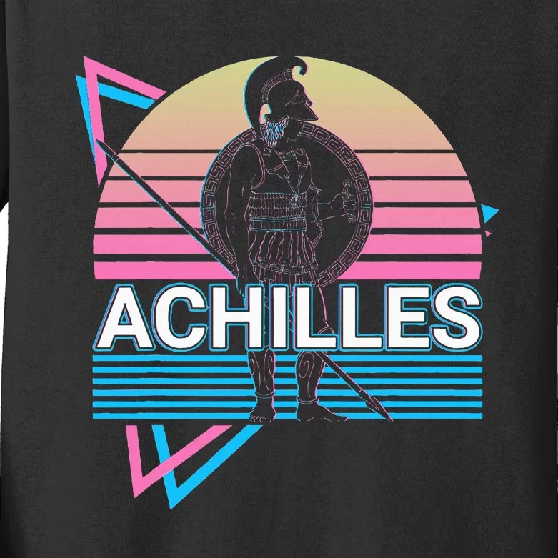 Achilles Greek Warrior Ancient Greek Mythology Retro Kids Long Sleeve Shirt