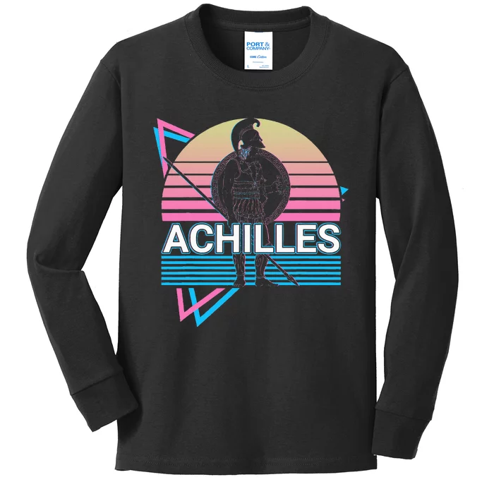 Achilles Greek Warrior Ancient Greek Mythology Retro Kids Long Sleeve Shirt