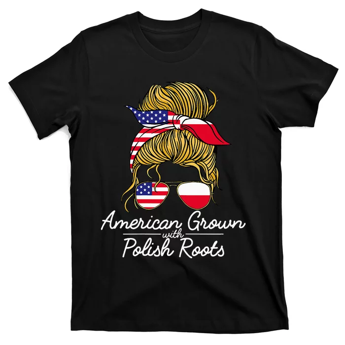 American Grown With Polish Roots Poland And Usa Flag T-Shirt