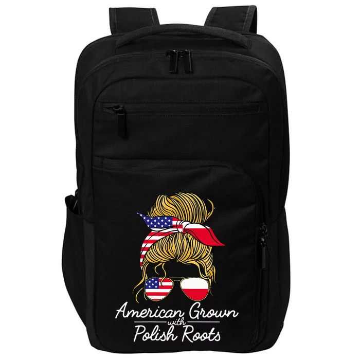 American Grown With Polish Roots Poland And Usa Flag Impact Tech Backpack