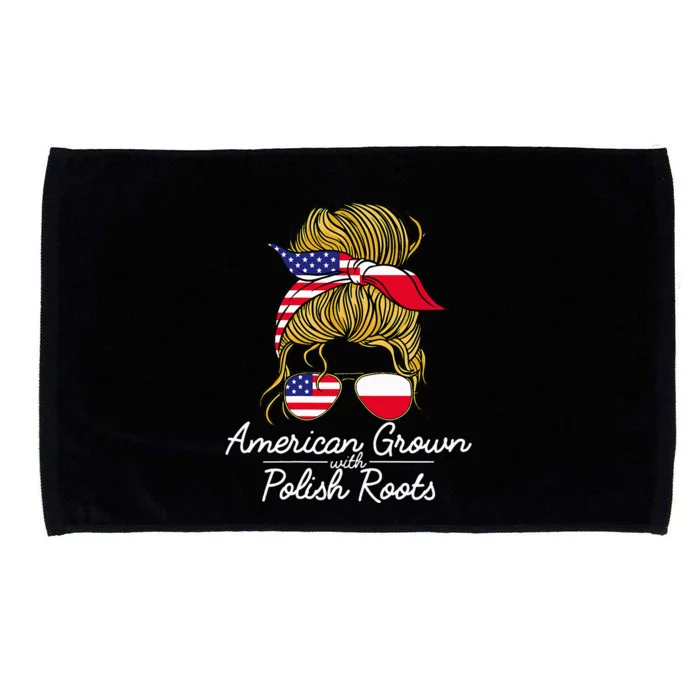 American Grown With Polish Roots Poland And Usa Flag Microfiber Hand Towel