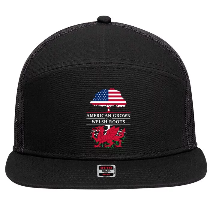 American Grown With Welsh Roots 7 Panel Mesh Trucker Snapback Hat