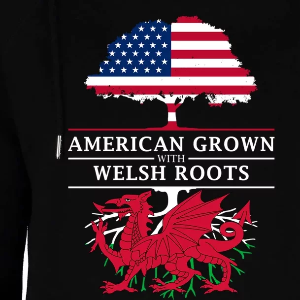 American Grown With Welsh Roots Womens Funnel Neck Pullover Hood