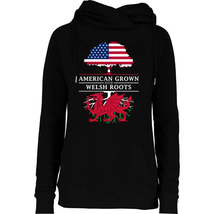 American Grown With Welsh Roots Womens Funnel Neck Pullover Hood