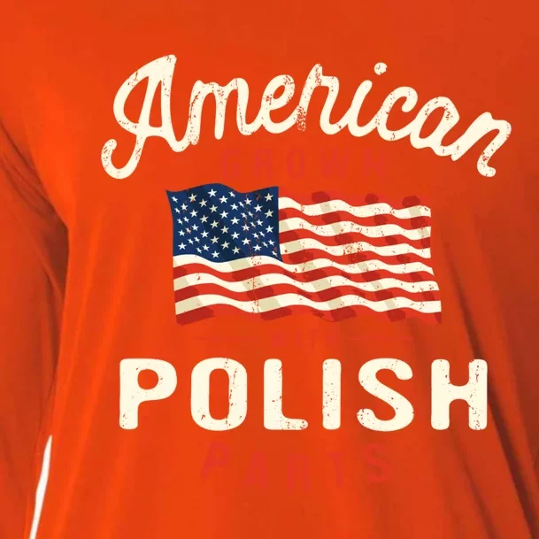 American Grown With Polish Parts Patriotic Nationality Gift Cooling Performance Long Sleeve Crew