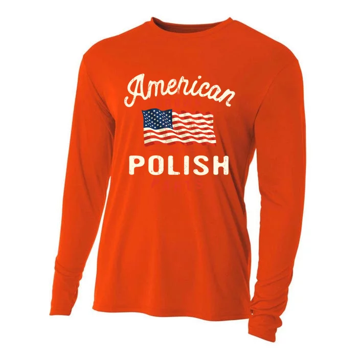 American Grown With Polish Parts Patriotic Nationality Gift Cooling Performance Long Sleeve Crew