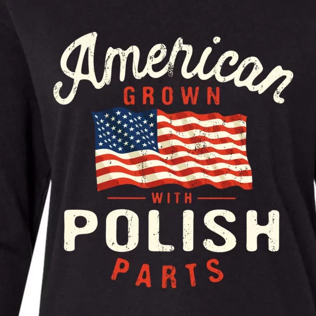 American Grown With Polish Parts Patriotic Nationality Gift Womens Cotton Relaxed Long Sleeve T-Shirt