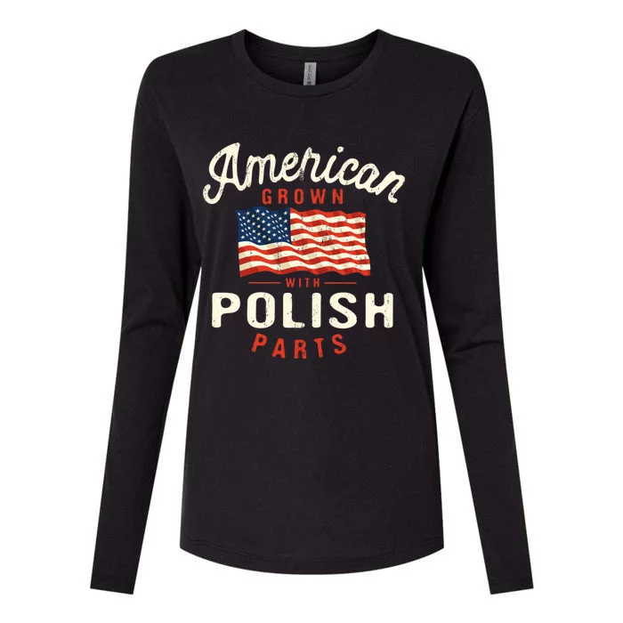 American Grown With Polish Parts Patriotic Nationality Gift Womens Cotton Relaxed Long Sleeve T-Shirt