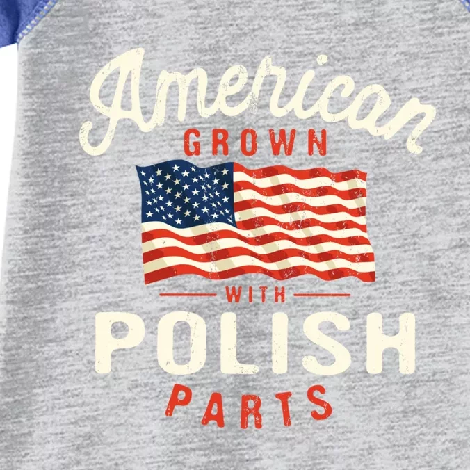 American Grown With Polish Parts Patriotic Nationality Gift Infant Baby Jersey Bodysuit