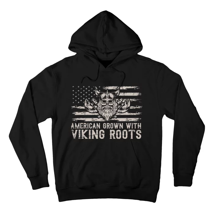 American Grown With Viking Roots USA Flag Scandinavia Viking Hoodie