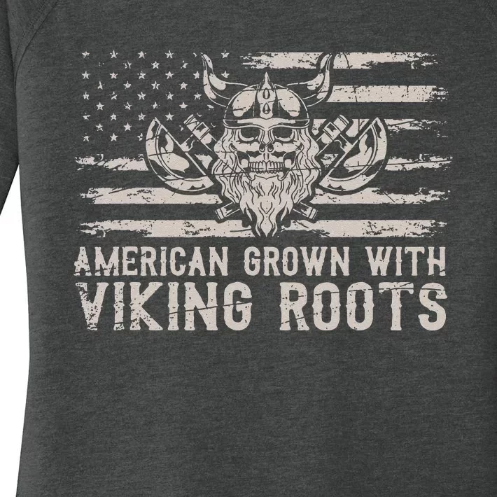 American Grown With Viking Roots USA Flag Scandinavia Viking Women's Perfect Tri Tunic Long Sleeve Shirt