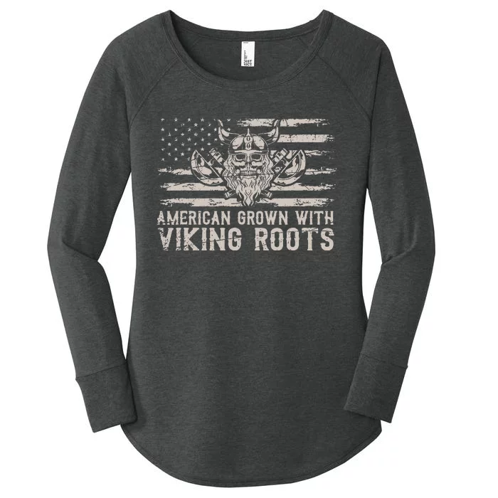 American Grown With Viking Roots USA Flag Scandinavia Viking Women's Perfect Tri Tunic Long Sleeve Shirt