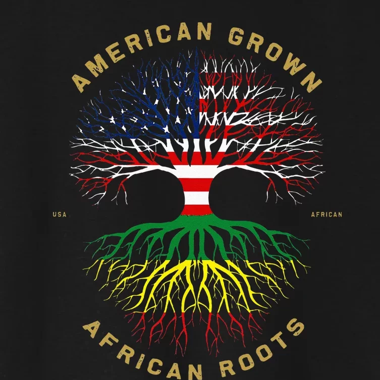 American Grown With African Roots Tree USA Flag Unique Women's Crop Top Tee