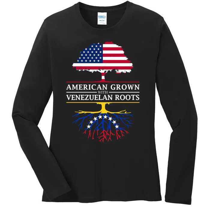 American Grown With Venezuelan Roots Ladies Long Sleeve Shirt