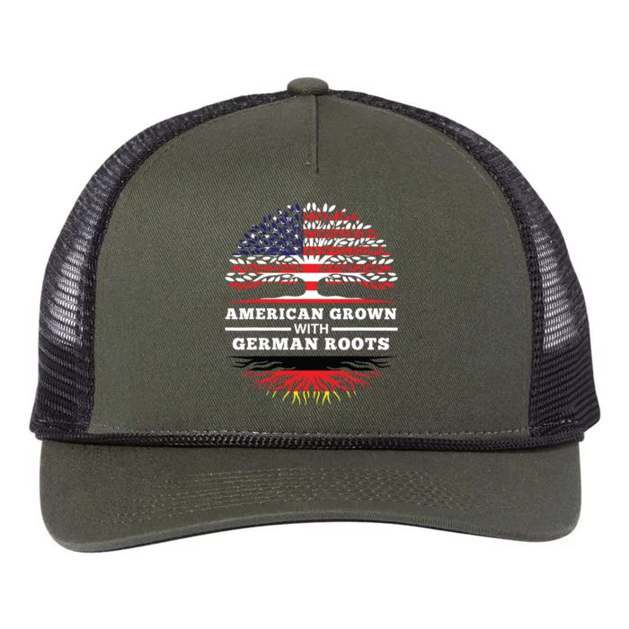 American Grown With German Roots Family Heritage Germany Retro Rope Trucker Hat Cap