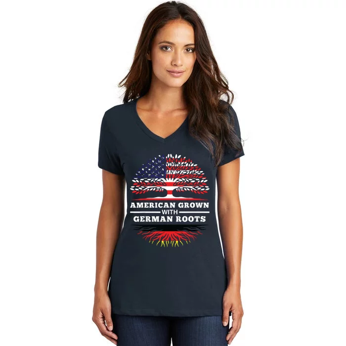 American Grown With German Roots Family Heritage Germany Women's V-Neck T-Shirt