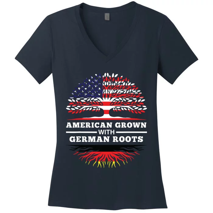 American Grown With German Roots Family Heritage Germany Women's V-Neck T-Shirt