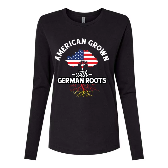 American Grown With German Roots German Heritage Germany Womens Cotton Relaxed Long Sleeve T-Shirt