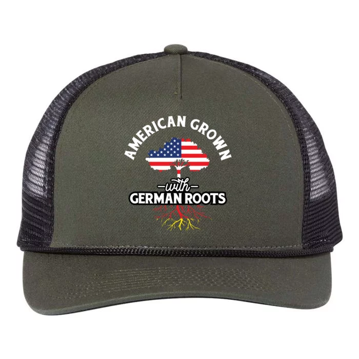 American Grown With German Roots German Heritage Germany Retro Rope Trucker Hat Cap