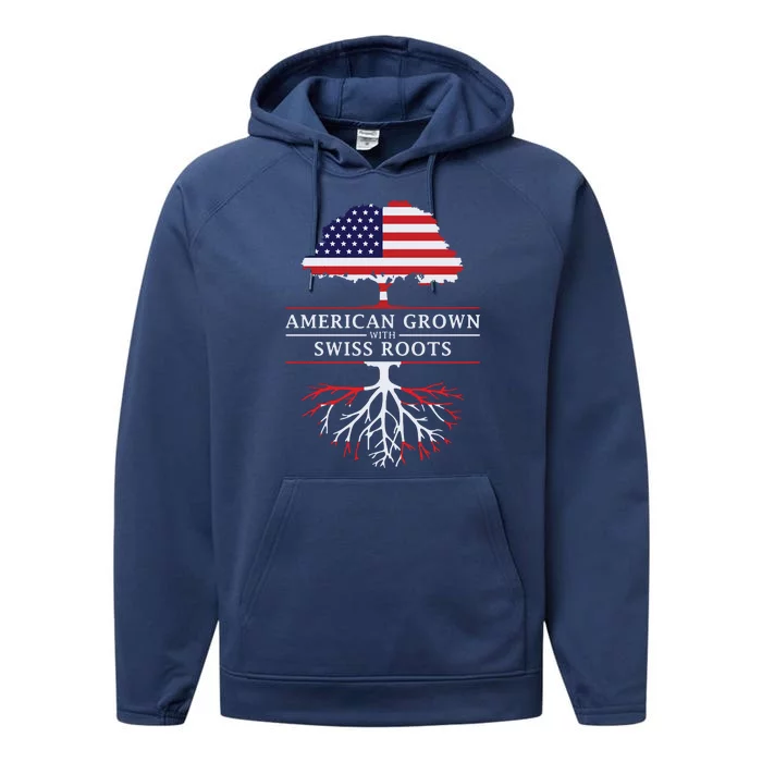 American Grown With Swiss Roots Switzerlan Performance Fleece Hoodie