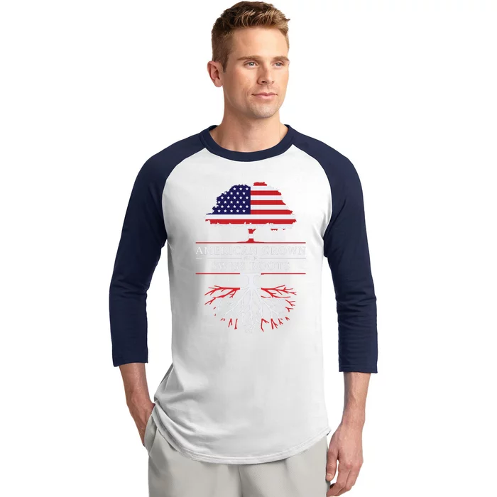 American Grown With Swiss Roots Switzerlan Baseball Sleeve Shirt