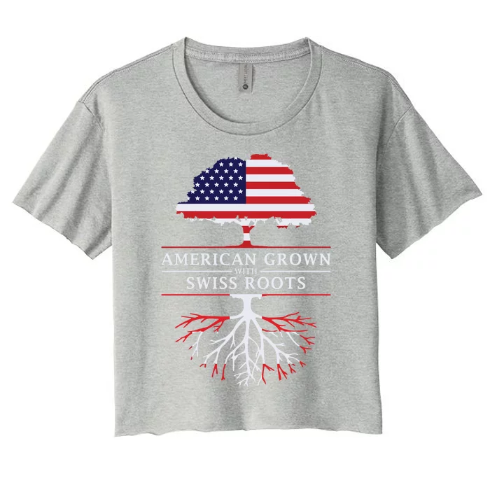 American Grown With Swiss Roots Switzerlan Women's Crop Top Tee