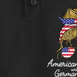 American Grown With German Roots Germany And USA Flag Dry Zone Grid Performance Polo