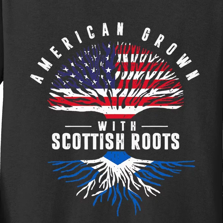 American Grown With Scottish Roots Scotland Kids Long Sleeve Shirt