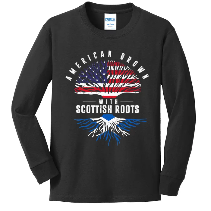 American Grown With Scottish Roots Scotland Kids Long Sleeve Shirt