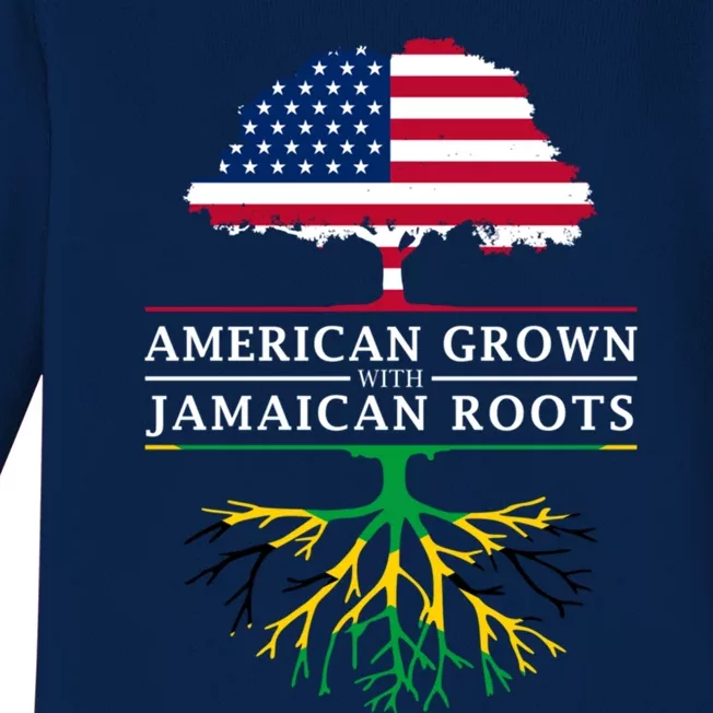 American Grown With Jamaican Roots Gift Jamaica Funny Gift Baby Long Sleeve Bodysuit