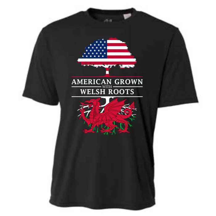 American Grown With Welsh Roots Wales Gift Cooling Performance Crew T-Shirt