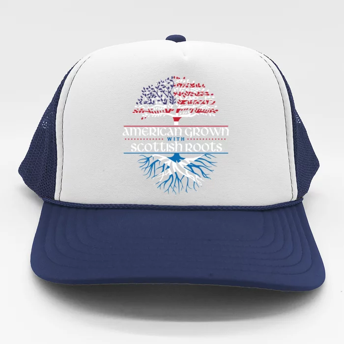 American Grown With Scottish Roots Funny Gift Scotland Pride Heritage Great Gift Trucker Hat