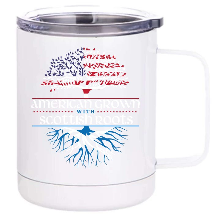 American Grown With Scottish Roots Funny Gift Scotland Pride Heritage Great Gift Front & Back 12oz Stainless Steel Tumbler Cup