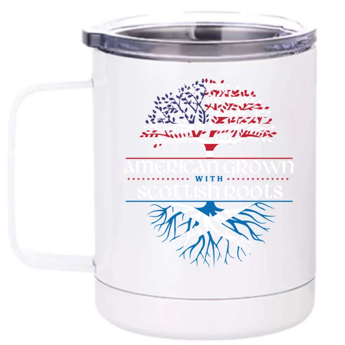 American Grown With Scottish Roots Funny Gift Scotland Pride Heritage Great Gift Front & Back 12oz Stainless Steel Tumbler Cup