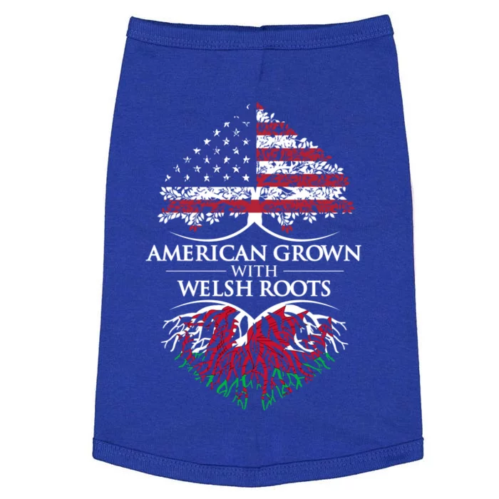 American Grown With Welsh Roots Heart Tree Flag Retro Meaningful Gift Doggie Tank